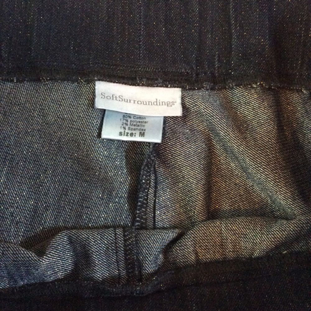 SOFT SURROUNDINGS COTTON BLACK/METALLIC PULL ON PANTS! - Picture 2 of 5